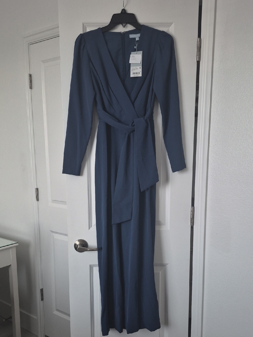 ANTONIO MELANI Blue Long Sleeve Wrap Jumpsuit